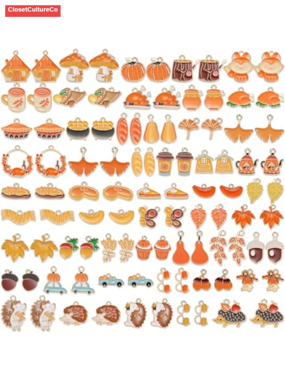 100Pcs 50 Pairs Fall Charms for Jewelry Making Bracelets Enamel Pendants DIY